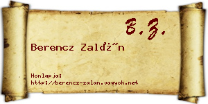 Berencz Zalán névjegykártya